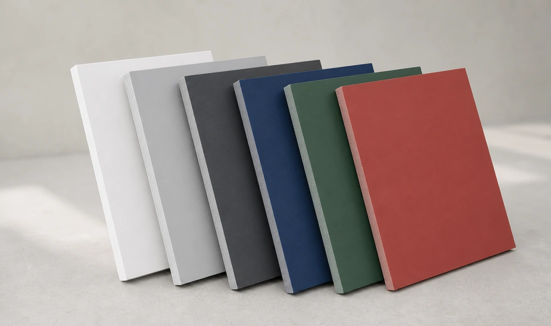 PVC foam board uses in various colors stacked