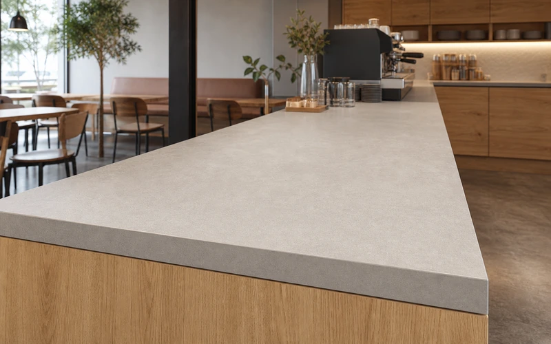 HPL laminate countertop in commercial interior application