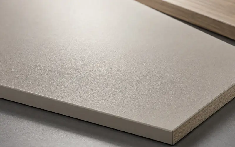 Melamine board surface texture and matte finish close up