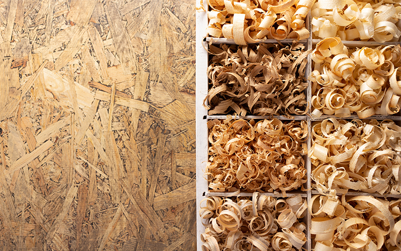 Plywood layered cross section compared with MDF and particle board